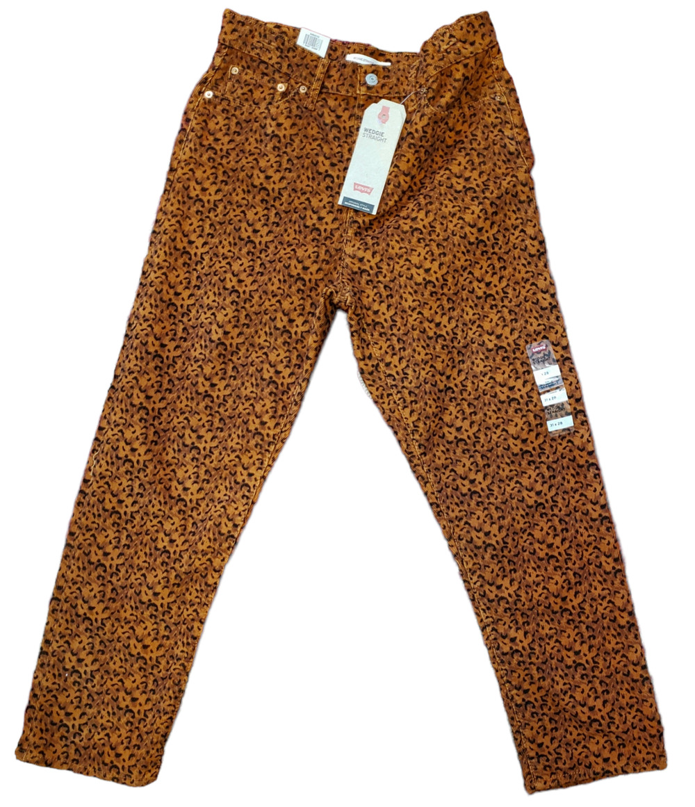 Levi's Womens Wedgie Straight Corduroy Brown Leopard High Rise Size 31x28 NWT